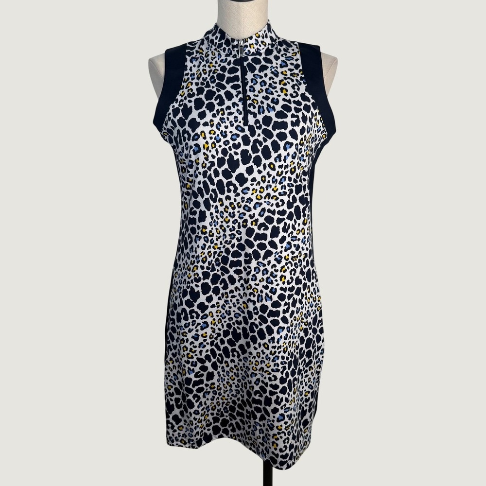 TAIL Spot Tango Navy Leopard Sleeveless Golf Tennis Dress Medium
